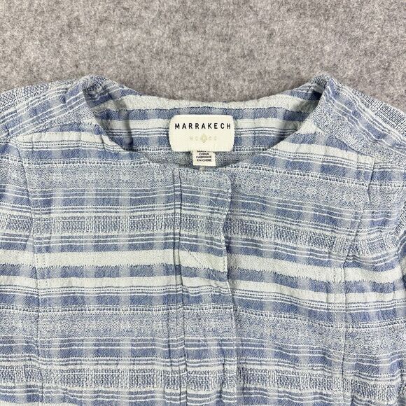 Marrakech Anthropologie Felina Blue Bomber Jacket Womens XL Textured Zip Snap - Picture 4 of 16